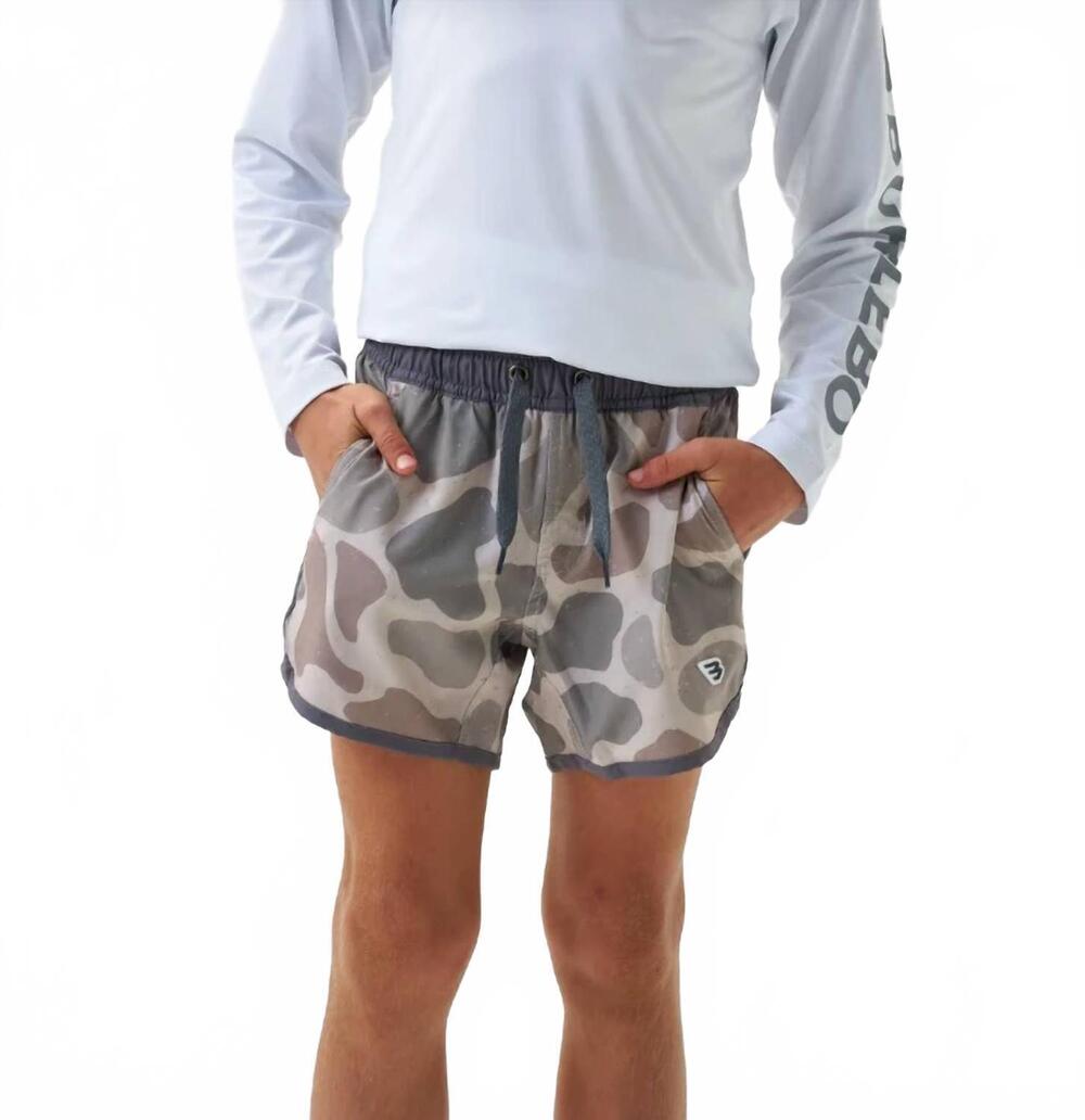 NEW BURLEBO jumbo deer swim trunks in camo / grey